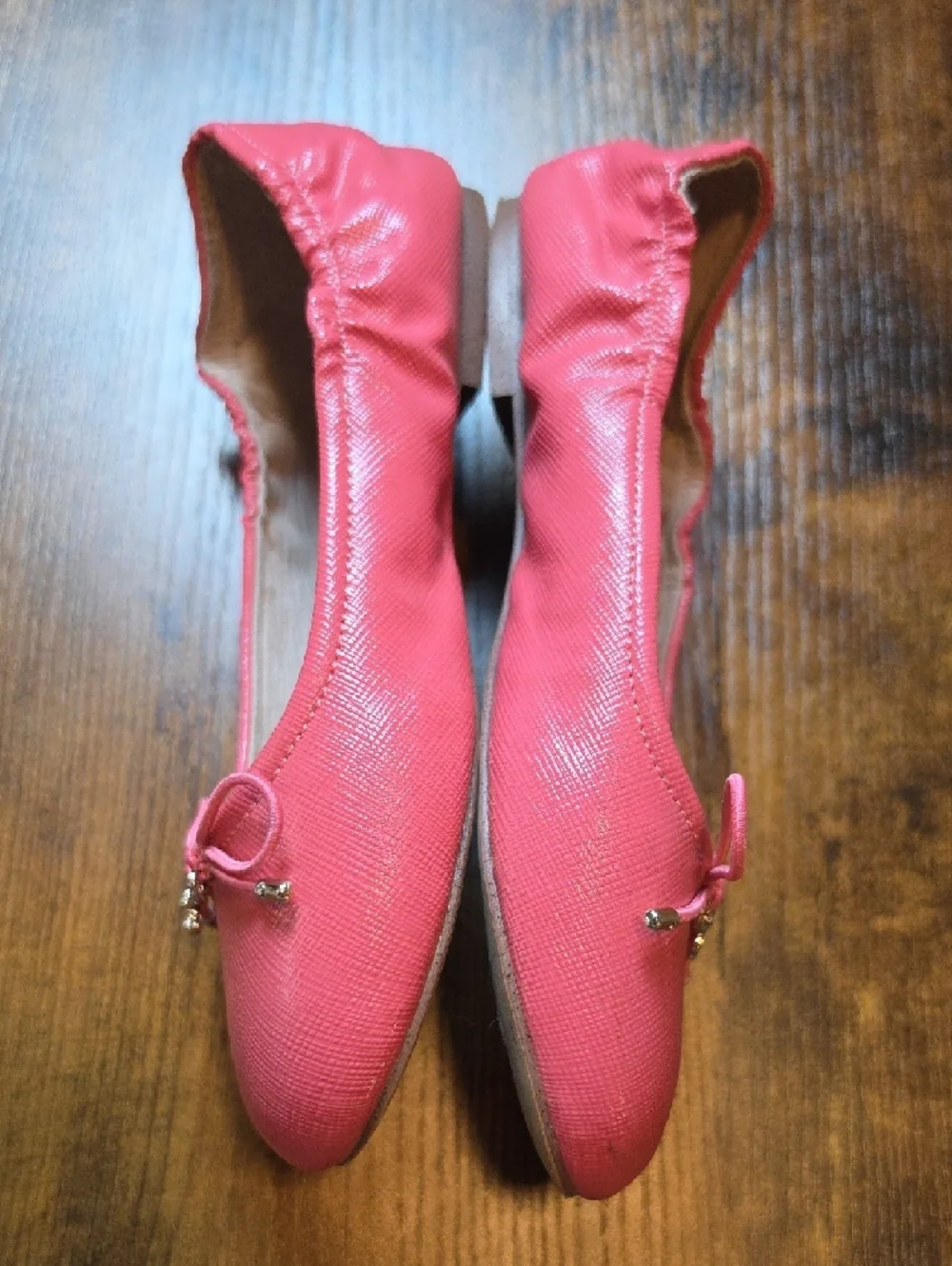Girls Pink Ballet Flats with Bow Accent